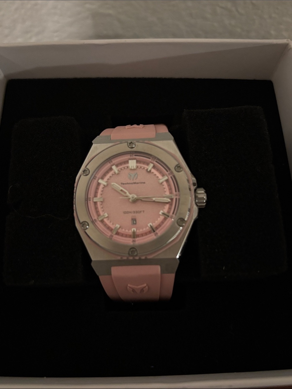 Technomarine Pink Dial Sport Watch with Pink Silicone Strap
